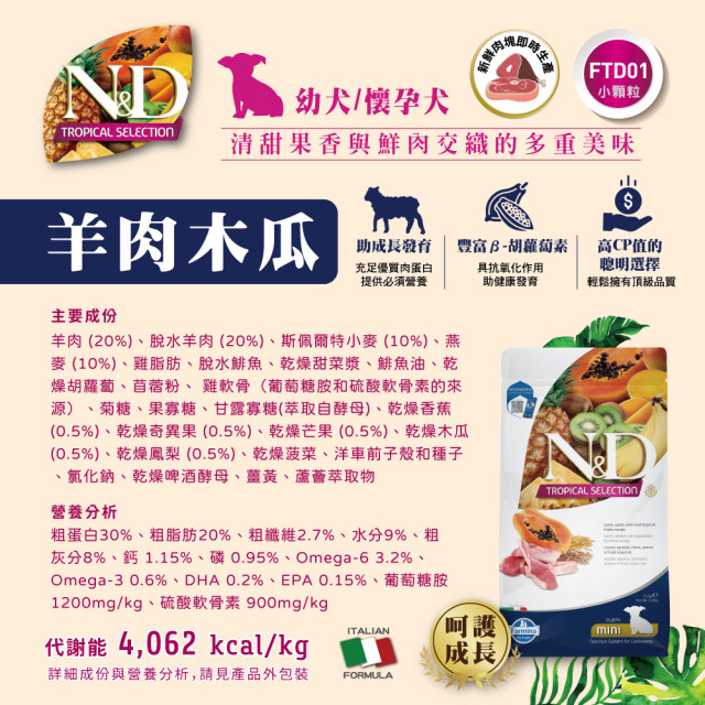 【團購/社群享98折】法米納Farmina 天然熱帶水果系列 貓糧&犬糧