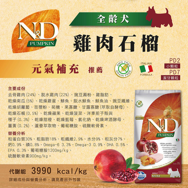 【團購/社群享98折】法米納Farmina ND天然南瓜無穀 犬糧