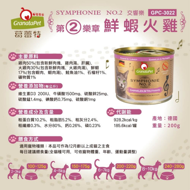 GranataPet葛蕾特  交響樂主食貓罐 德罐 200g