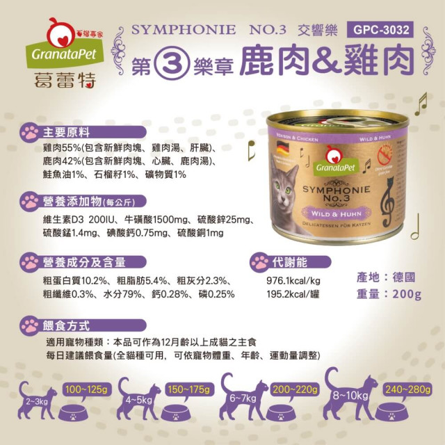 GranataPet葛蕾特  交響樂主食貓罐 德罐 200g