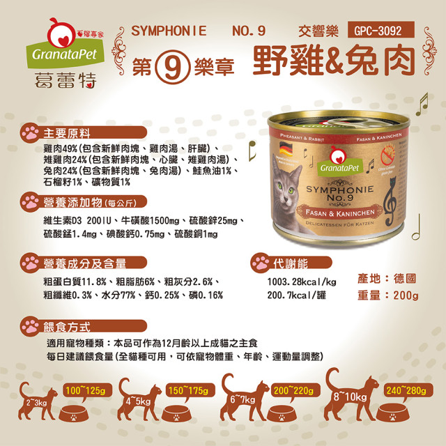 GranataPet葛蕾特  交響樂主食貓罐 德罐 200g