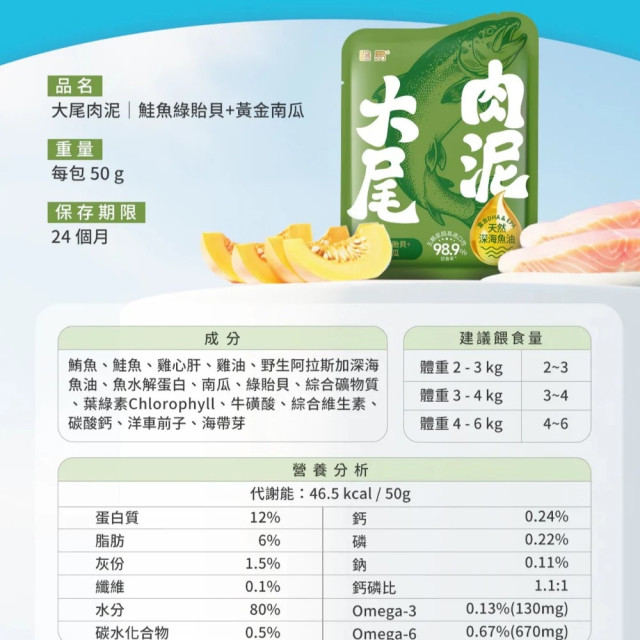 【團購】LOUIS 大尾肉泥 魚油貓主食餐包 50g