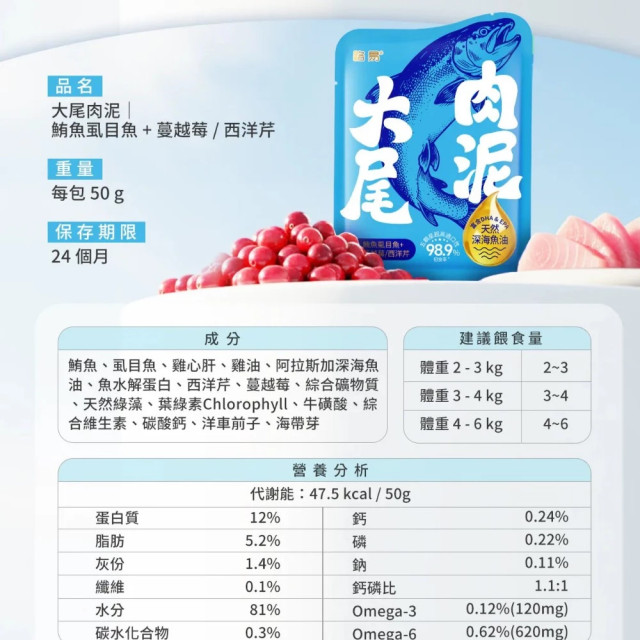 【團購】LOUIS 大尾肉泥 魚油貓主食餐包 50g