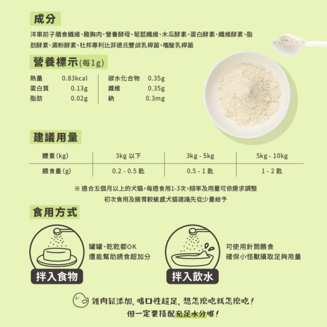 【團購】怪獸部落 益菌排毛粉 犬貓腸胃健康補給 50G