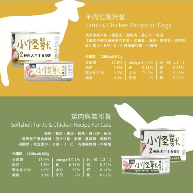 怪獸部落LitoMon 犬用 1&2種肉無膠主食罐