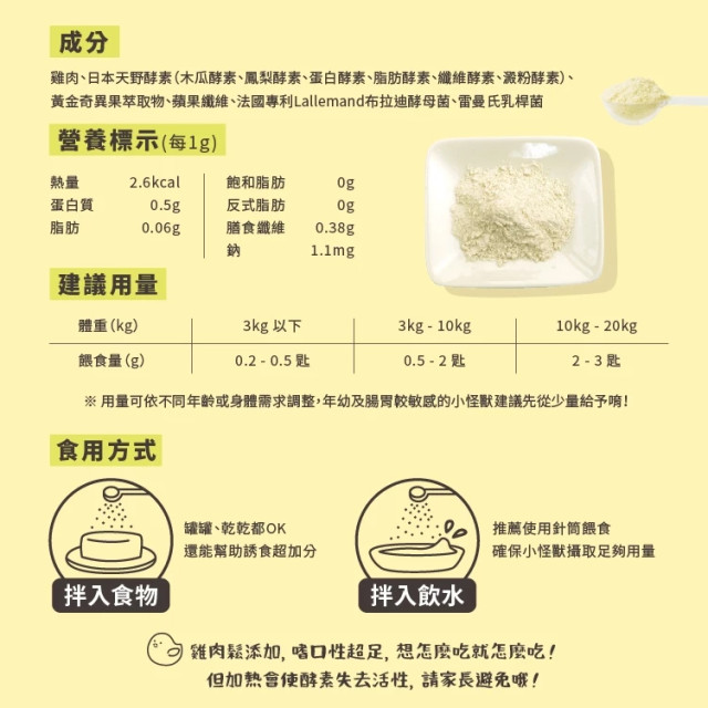 【團購】怪獸部落 每日酵素 犬貓元氣活力補給 40G