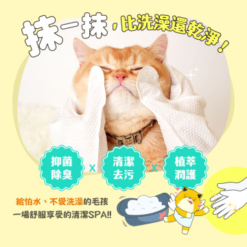 【團購】臭味滾 貓狗通用 寵物SPA清潔手套 8入/包 免沖洗 一包可洗8次澡