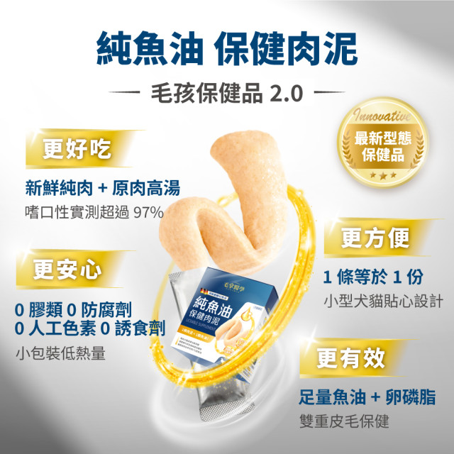 毛掌醫學 純魚油 保健肉泥  貓狗適用 一盒30入(x6g)