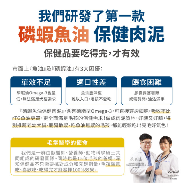 毛掌醫學 亮毛磷蝦魚油 保健肉泥 爆毛神器 犬貓適用 一盒30入(x6g)