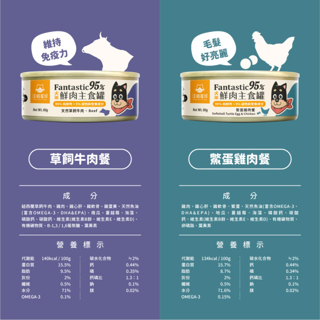 【限量優惠】汪喵星球 犬用 Fantastic 95% 鮮肉無膠主食罐